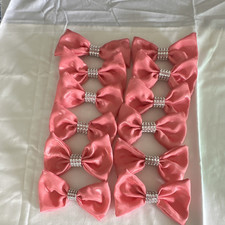 Girls Pink Satin Hair Bow w/ Alligator Clip Rhinestone Accent, One Size