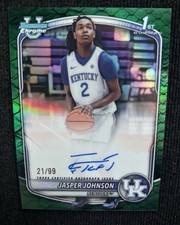 2025-26 Bowman Basketball Jasper Johnson Green Reptilian Auto /99 Kentucky RC