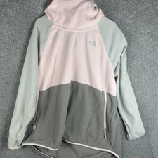 The North Face Hoodie Womens XXL Pink Gray Colorblock Fleece Pullover Pockets
