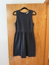 Ann Taylor LOFT Women's Fit & Flare Dress Sleeveless Charcoal Gray Geometric 8