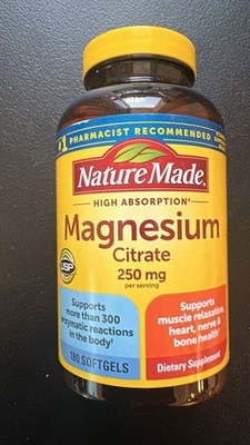 Nature Made Magnesium Citrate 250 mg, 180 Softgels