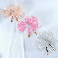 Lot of 3 Hair Clip Sets Cream Pink White Marbled Acrylic Fauz Pearls 4-Piece