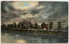 Antique Chicago Riverview Park Postcard - Night Scene | Colorized Amusement Park