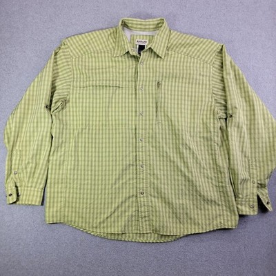 Magellan Sportswear Shirt Mens 2XL Green Check Long Sleeve Fishing Outdoor