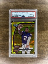 DJ Lagway 2024 Bowman University Chrome Sapphire #63 Yellow Refractor /75 PSA 10