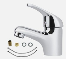 Modern Bathroom Single Lever Taps Basin Sink Mixer Tap with 2 Hoses Faucet UK