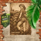 Farm Girl Pin-up Cowgirl Tractor Garage 8x12 Vintage Metal Tin Sign Art