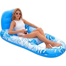 Sloosh Pool Lounge Float Adult Inflatable Recliner Chair Blue