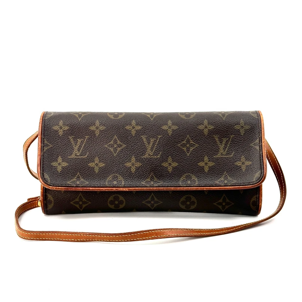 Auténtico Bolso de Hombro LOUIS VUITTON Monograma Pochette Twin GM M51852 Marrón Foto 3 de 4