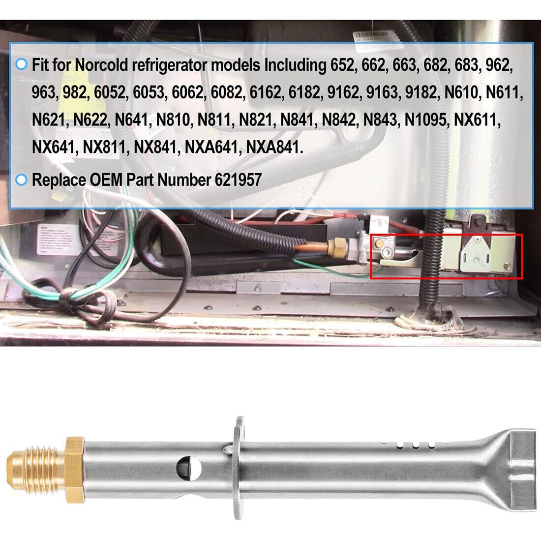 621957 Refrigerator Burner Orifice Assembly Parts For Norcold N6 N8 Series RV 