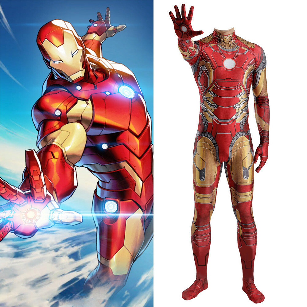 Avengers Iron Man Mark 43 Jumpsuit Stark Cosplay Costume Adult Kids  Halloween
