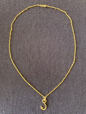 14K GOLD, YOU HOOKED MY HEART HALSKETTE/SCHILD: AJC 14K CO/JN HERSTELLER MARK