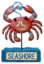 Metal Art Seashore Tabletop Crab Sculpture 10.5" H Coastal Nautical Decor