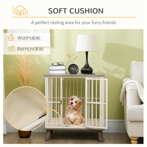 PawHut Dog Crate Furniture, Indoor Pet Kennel Cage, Top End Table w/ Soft - Picture 5 of 9