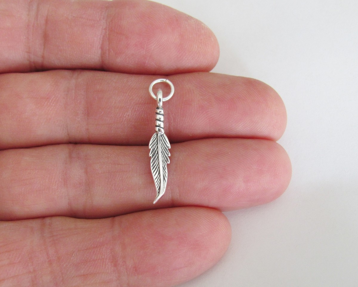 Sterling Silver 26mm 3d curved feather charm | eBay