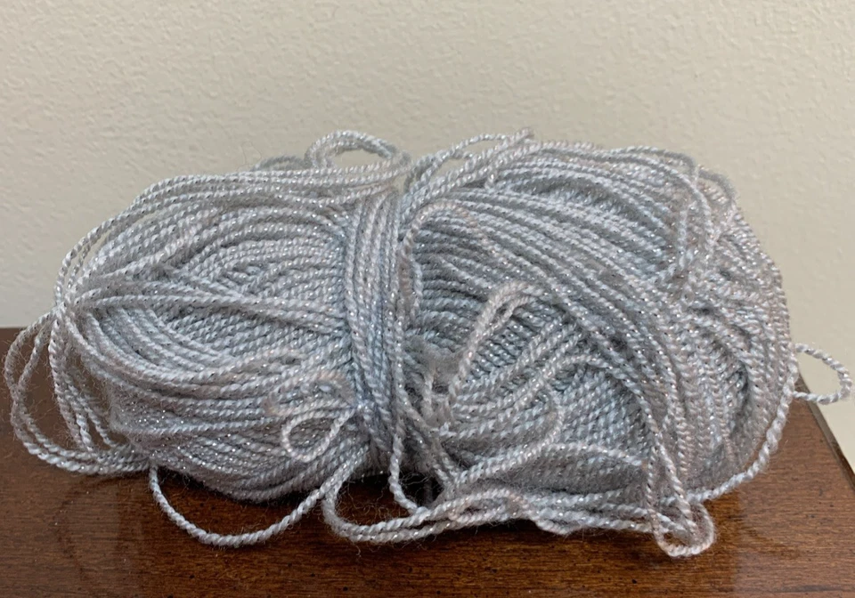 Partial Skein 1.5 oz - Christmas Holiday Yarn Silver Metallic Gray Grey - Image 4 of 4