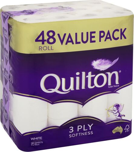 48x Quilton Toilet Paper Tissue Rolls 3-Ply 180 Sheets - Free postage Best Price - Picture 2 of 12