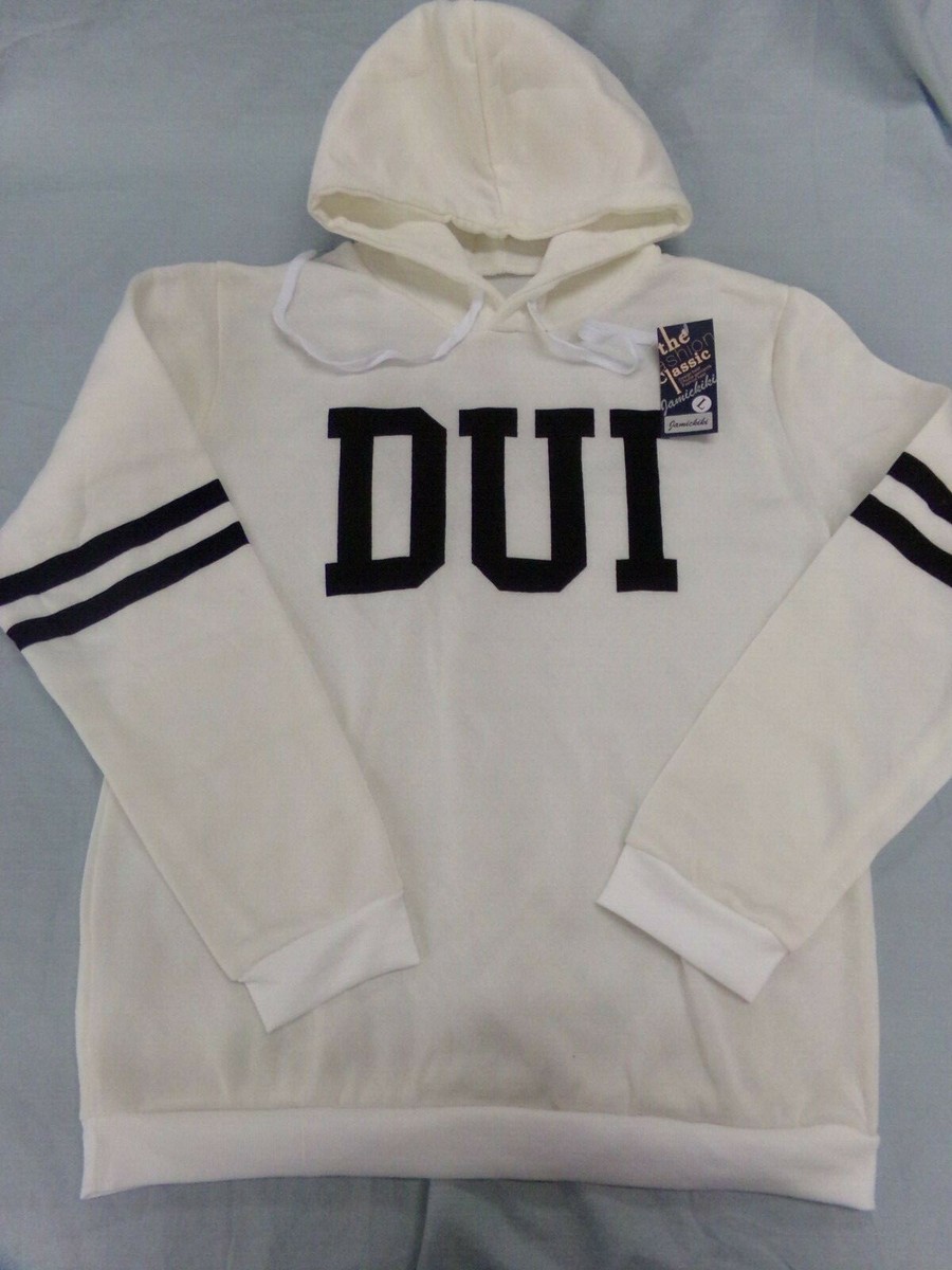 Jamickiki Unisex Adult Size Large Off-White DUI Hoodie NEW