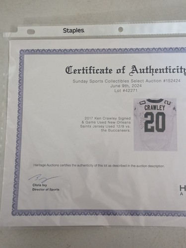 2017 Ken Crawley #20 signiertes gebrauchtes New Orleans Saints Trikot 12/9 gegen Buccaneer - Bild 24 von 24