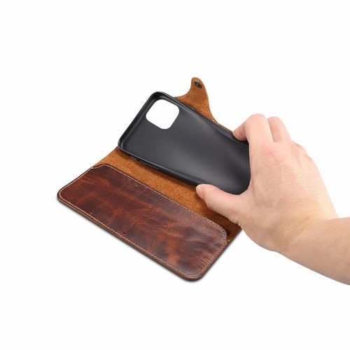 Funda tipo billetera de cuero de vaca genuino real para iPhone 7 8+11 12 13 14 15 16e - Imagen 15 de 47