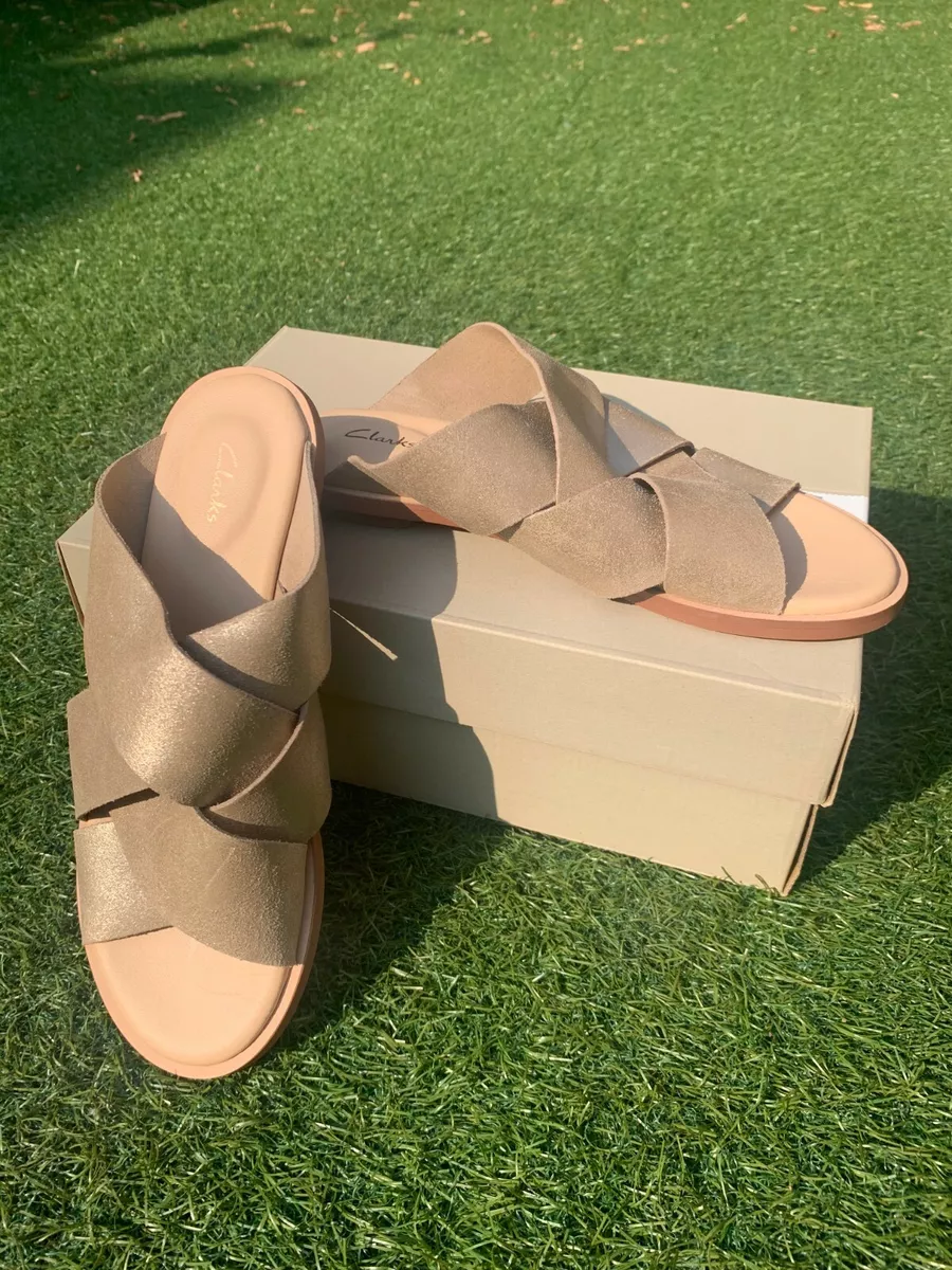 Clarks Ladies Mules Sandals WILLOW ART Champagne Leather UK various sizes