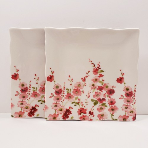 222 Fifth Belicia Red Fine China 7.75" Salad Plates Set of 2 - Picture 9 of 10