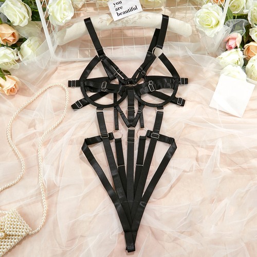 Women Bandage Bodysuit Set Sexy Lingerie Thong Babydoll Hollow Underwear - Picture 11 of 14