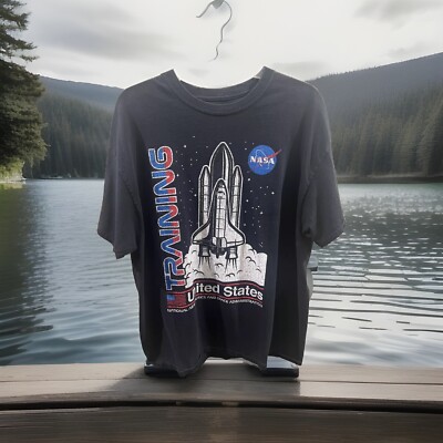 Vtg NASA Training T Shirt X-LARGE Space Shuttle Launch Weather Graphics NeonRiot