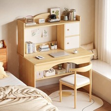 80Cm Rubberwood Computer Laptop Desk with Large Storage Double-Cabinet for Study