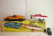 1970's Mitroplast Porsche with Chris Craft Boat, Battery Operated, Boxed