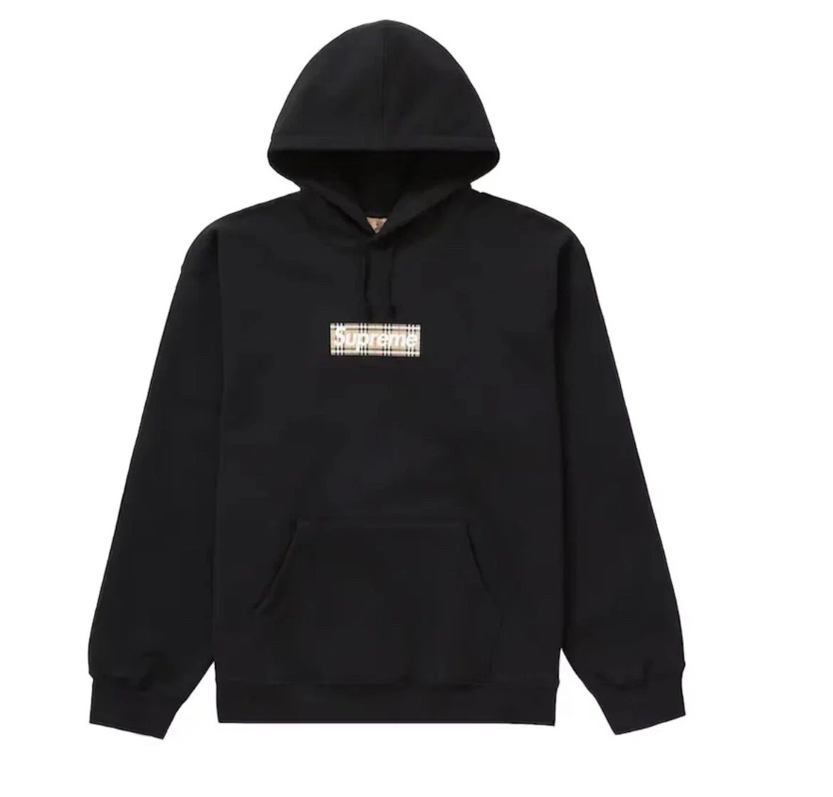 Supreme Burberry Box Logo Hooded Sweatshirt Black SS22SW45 Size