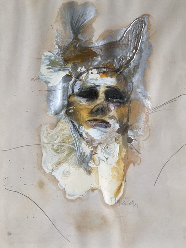 Contemporary Original abstract oil mixed media painting signed by Phyllis Crolla