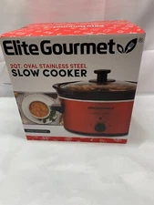 Elite Gourmet By Maxi- Matic 2QT. Oval Stainless Steel Slow Cooker*New