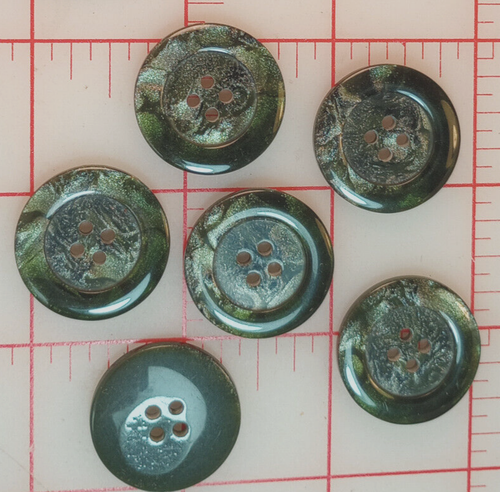 10 Fine Italian 4 Hole Vintage Buttons Multi Pearlized Greens High Quality 7/8" - Picture 3 of 3