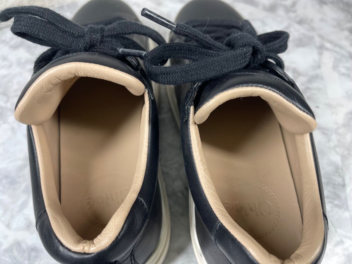 Chloe Sneakers Women 36 / 5.5M Lauren Shoes Black Leather Chloe Sneakers Women 36 / 5.5M Lauren Shoes Black Leather