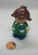 Vintage Shelcore Plastic Brunette Girl 2.75" Tall Shellcore Green Outfit