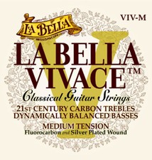 La Bella Vivace Carbon 6 Classical Guitar Strings MT VIV-M, Full String Set, New