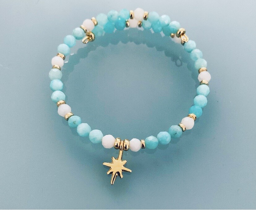 Bracelet jonc Étoile du Nord en or 18k et perles de culture d'Akoya