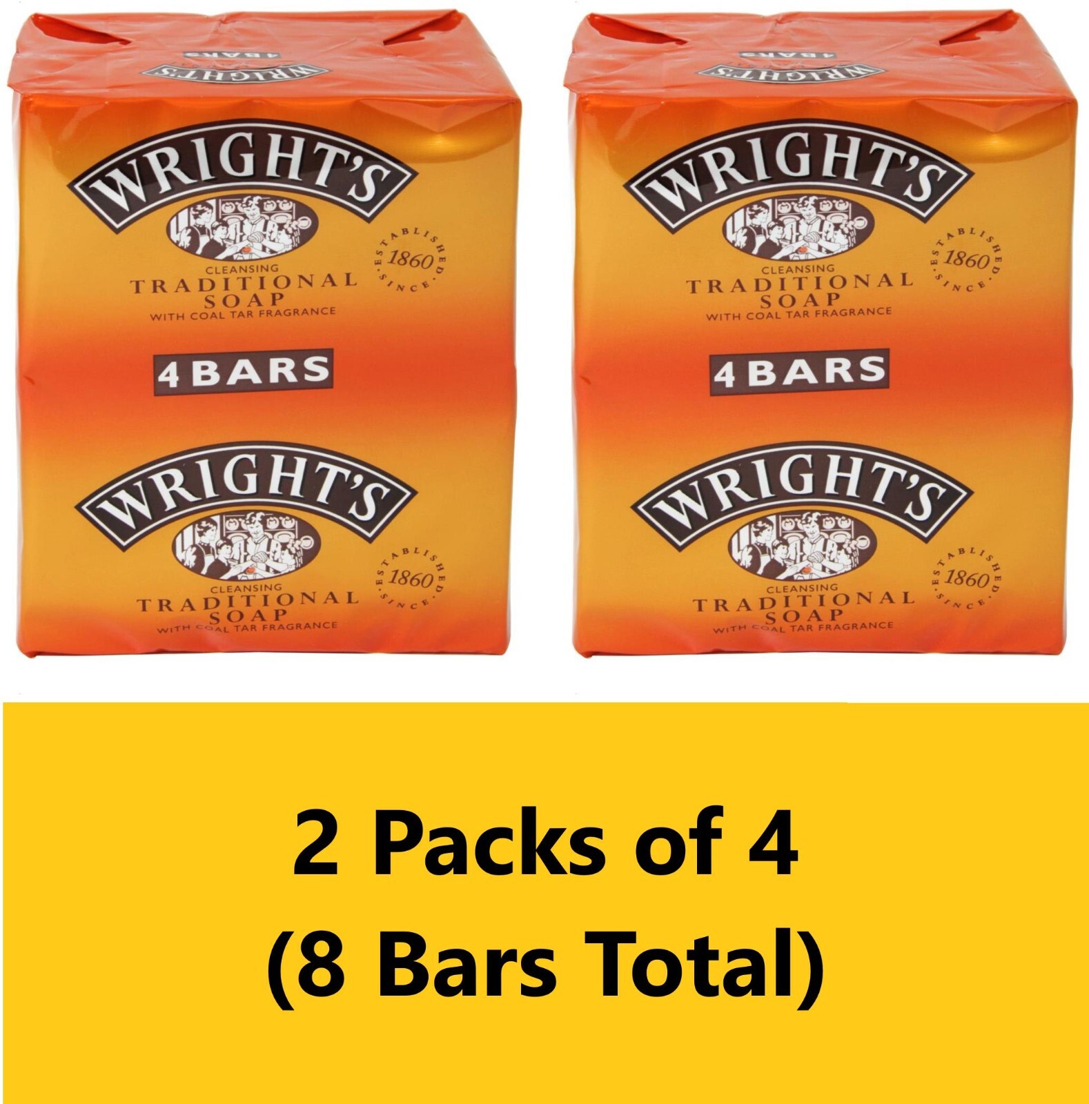 8x Wrights Coal Tar Soap 100g Bar Traditional Antiseptic Cleansing All Skin Type