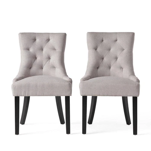 Noble House Dining Chairs 36"x21.5"x25" Light Grey Upholstered Armless(Set of 2)
