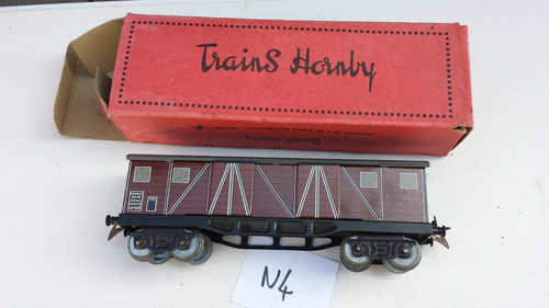 Wagon Couvert Hornby échelle 0 - PLM KKwF - Acier Embouti - Vintage, Boîte Abîmée