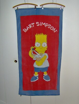 VINTAGE--1990--''20TH CENTURY FOX--BART SIMPSON w/SLINGSHOT'' BEACH TOWEL--58''x30''