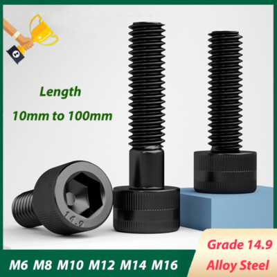 Grade 14.9 Hex Socket Cap Screws Black Alloy Steel Cup Head Bolt M6 M8 M10-M16