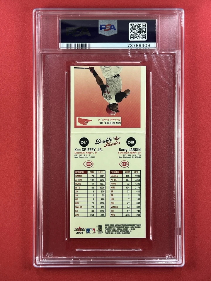 2003 Fleer Doubleheader Ken Griffey/Barry Larkin PSA 9 #247/248 Cincinnati Reds - Image 2 of 2