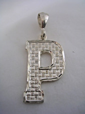 INITIAL LETTER P PENDANT STERLING SILVER BEAUTIFUL DESIGN WITH DIAMOND CUTTING