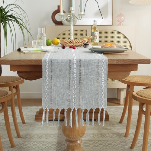 Chemin de table imitation lin-jute de style rustique, décoration textile pour banquet de mariage