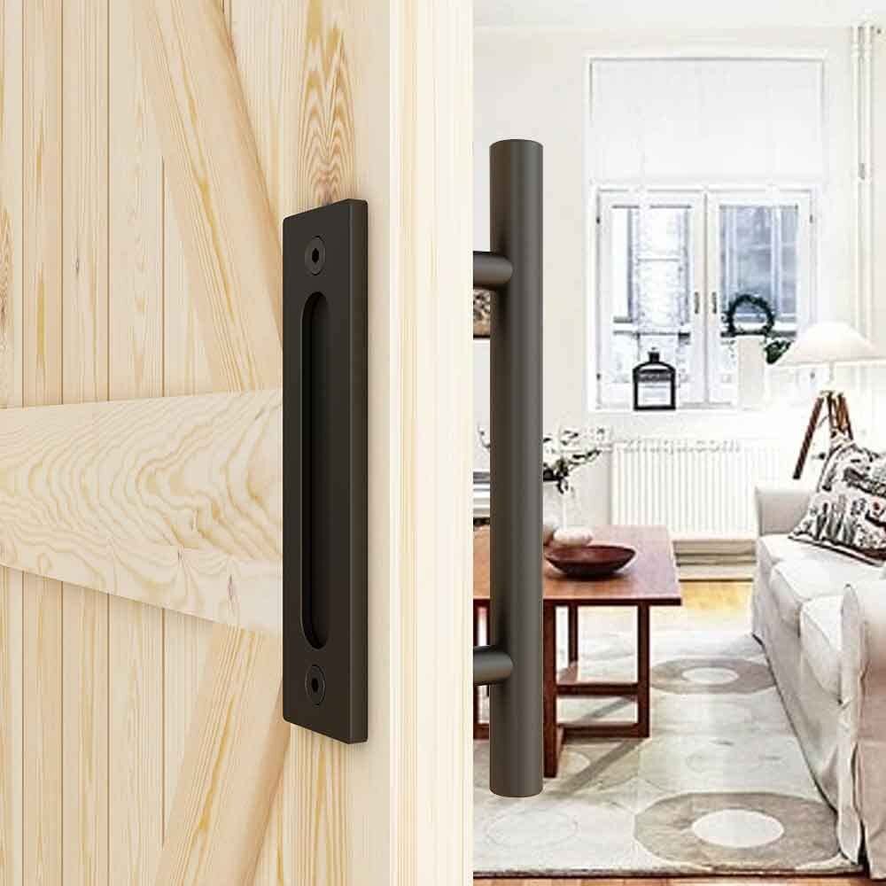 2-Pack 12-Inch Sliding Barn Door Handles With Pull Flush Set - For Cabinets, Closets & Furniture - View #11