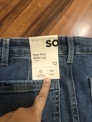 Girls Sz 12 SO Wide Leg Jeans Regular Fit High Rise - Picture 4 of 12