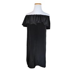 Yumi Kim Silk Ruffle Black Off The Shoulder Dress Style DR-9826 Women Size Small