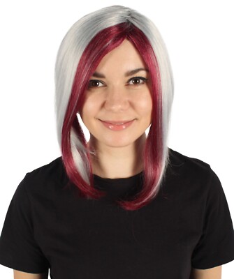 HPO Adult Women's Asymmetric Two Tone Short Bob Wig, Perfect for Cosplay.